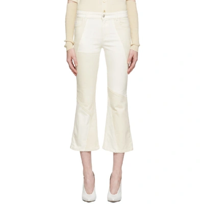 Shop Alexander Mcqueen Off-white Patchwork Flared Jeans In 9020 Cream