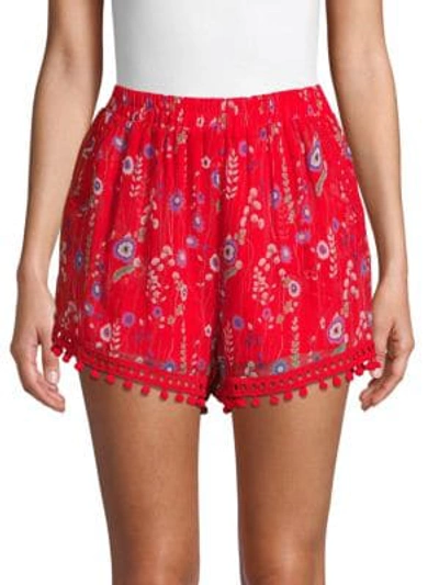 Shop Allison New York Floral-print Shorts In Scarlet