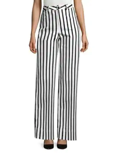 Shop Alice And Olivia Beta Super High-rise Striped Wide-leg Jeans In Black White