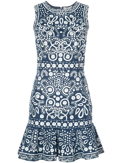 Shop Alice And Olivia Alice+olivia Contrast Embroidery Dress - Blue