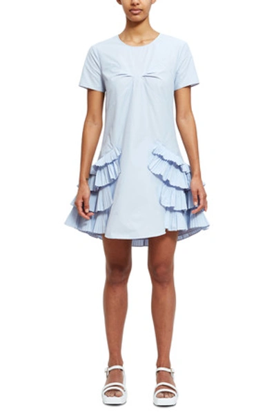 Shop Opening Ceremony Pleated Short-sleeve Dress In Light Blue