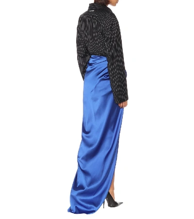 Shop Balenciaga Satin Maxi Skirt In Blue