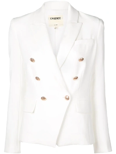 Shop L Agence Doppelreihiger Blazer In White