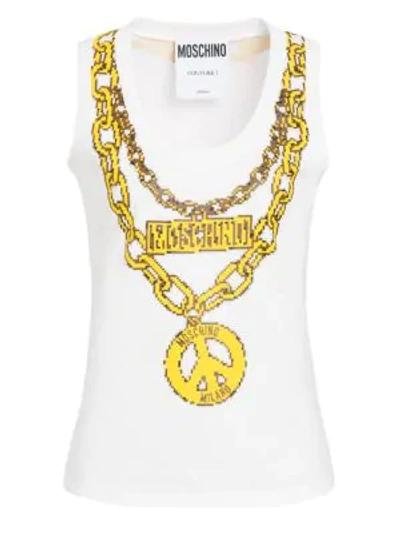 Shop Moschino X Sims Pixel Capsule Jewels Printed Tank Top In White Multi