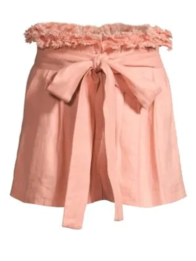 Shop Alexis Jolan Tie-waist Linen Shorts In Blush