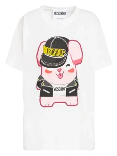 Shop Moschino X Sims Pixel Capsule Lucky Bunny Tee In White Multi