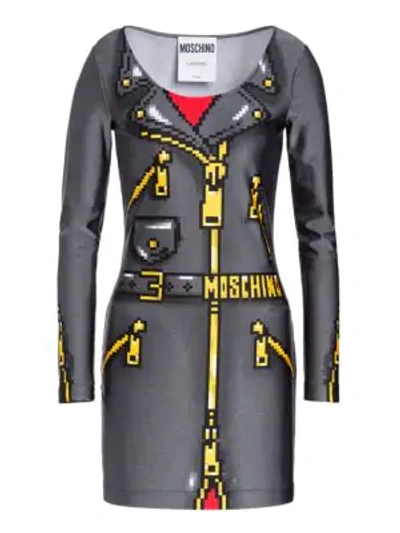 Shop Moschino X Sims Pixel Capsule Lycra Dress In Black Multi