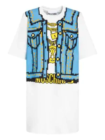 Shop Moschino X Sims Pixel Capsule Cotton T-shirt Dress In White Multi