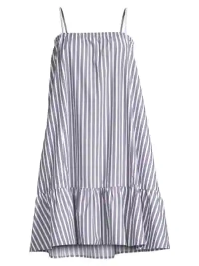 Shop Atm Anthony Thomas Melillo Cotton Poplin Stripe Dress In Marina White Stripe
