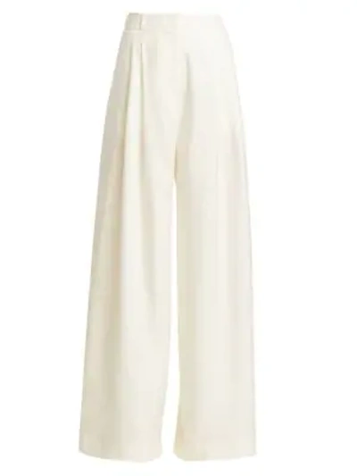 Shop Zimmermann Moncur Silk Wide-leg Pants In Pearl