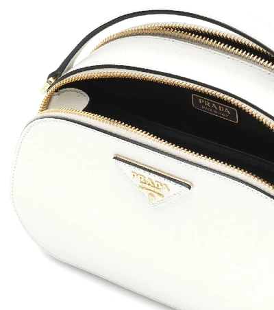 Shop Prada Odette Leather Shoulder Bag In White
