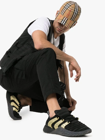 Shop Adidas Originals Adidas Black And Gold Tone Sobakov Boost Sneakers