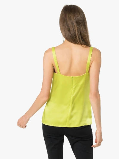 Shop Galvan Satin Strappy Top In Green