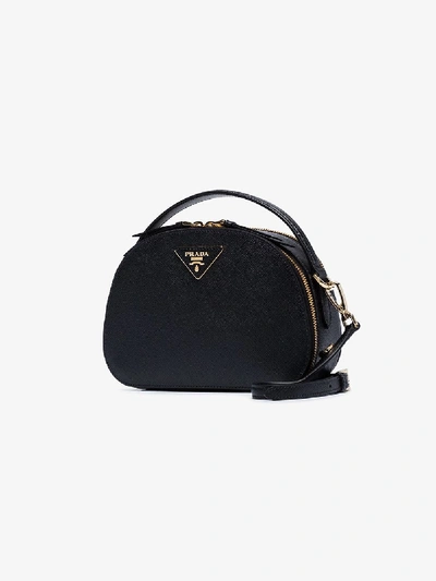 Shop Prada 'odette' Saffiano-schultertasche In Black