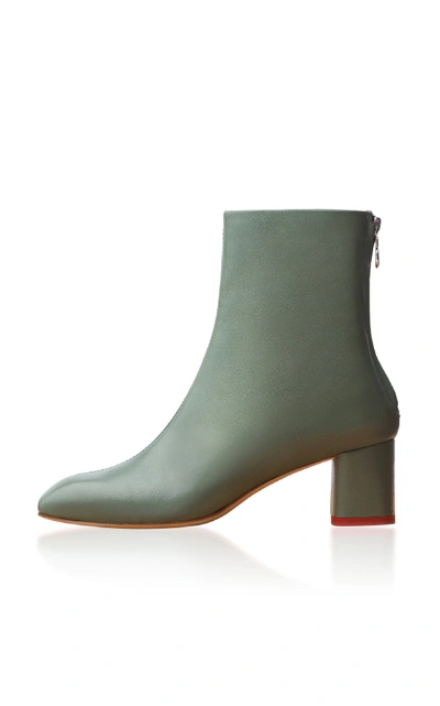 Shop Aeyde Mel Leather Ankle Boots In Green