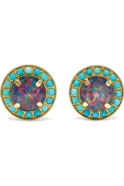 Shop Andrea Fohrman Kat 18-karat Gold, Opal And Turquoise Earrings