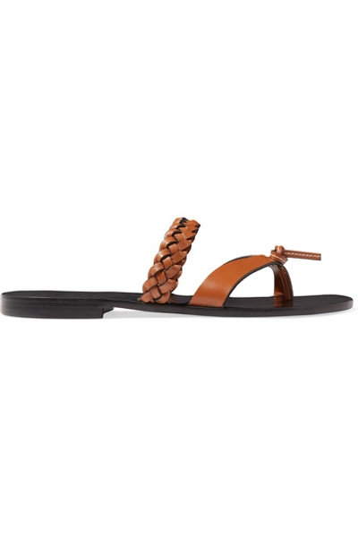 Shop Loewe + Paula's Ibiza Braided Leather Sandals In Tan