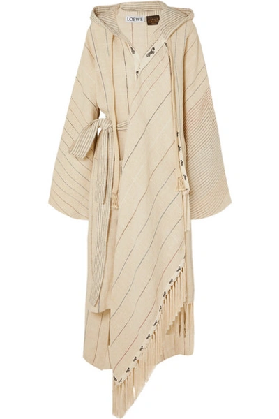 Shop Loewe Paula's Ibiza Oversized Hooded Linen-blend Robe In Ivory