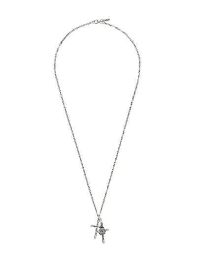 Shop Emanuele Bicocchi Double Cross Necklace - Silver
