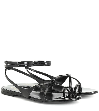 Shop Saint Laurent Gia Patent Leather Sandals In Black