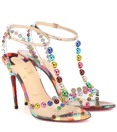 Christian Louboutin Faridaravie 100 Embellished Pvc And Mirrored-leather  Sandals In Multicolored | ModeSens