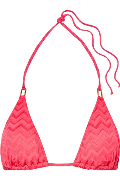 Shop Melissa Odabash Cancun Printed Triangle Bikini Top In Pink