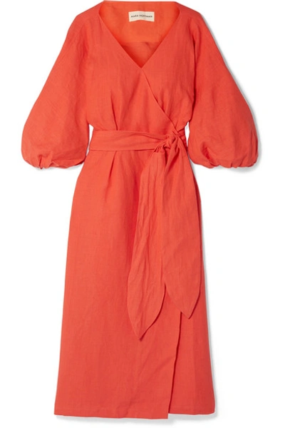 Shop Mara Hoffman Francesca Hemp Wrap Dress In Bright Orange