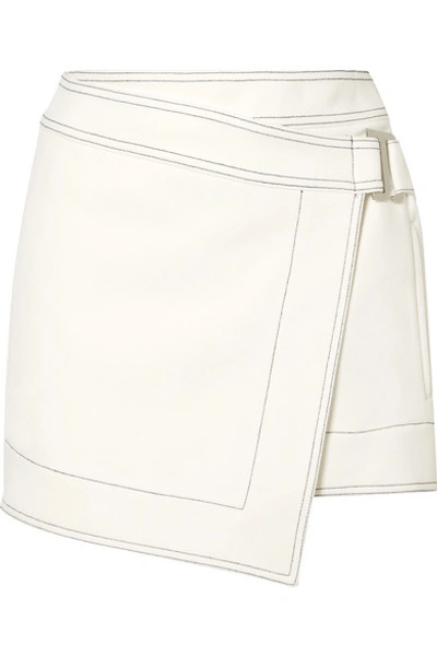 Shop Dion Lee Asymmetric Crepe Mini Wrap Skirt In Ivory
