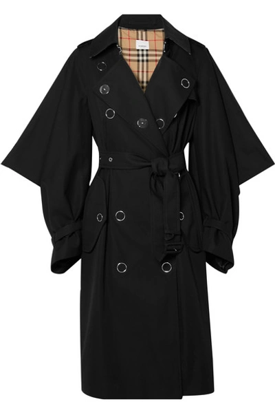 Shop Burberry Cotton-gabardine Trench Coat In Black