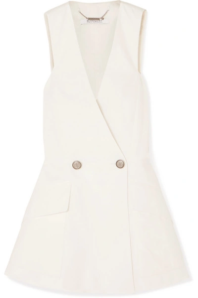 Shop Givenchy Double-breasted Cotton-canvas Peplum Vest In Ivory