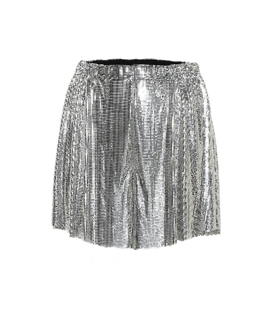 Shop Paco Rabanne Mesh Shorts In Silver