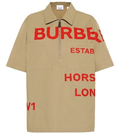 Shop Burberry Horseferry Cotton Shirt In Beige