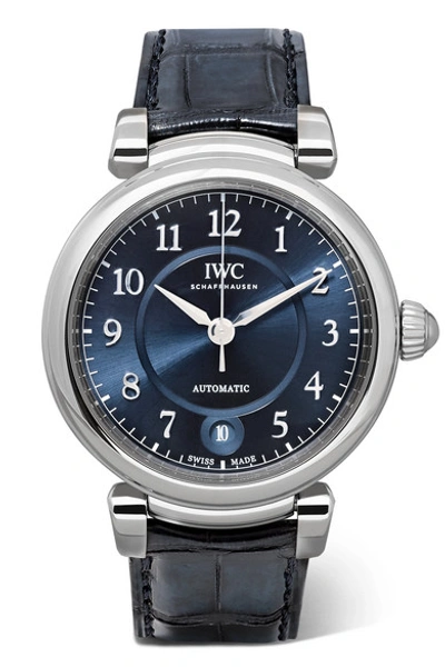 Shop Iwc Schaffhausen Da Vinci Automatic 36mm Stainless Steel And Alligator Watch In Silver