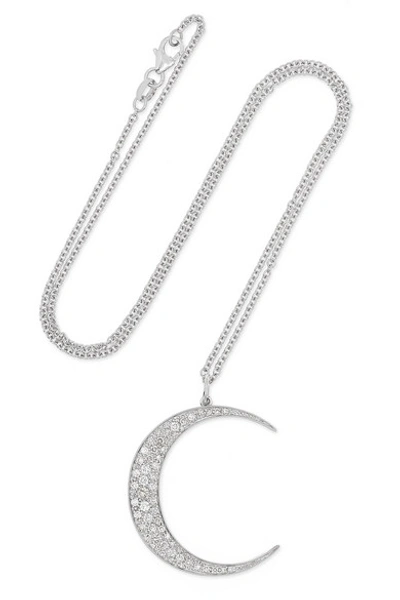 Shop Andrea Fohrman Luna Large 18-karat White Gold Diamond Necklace