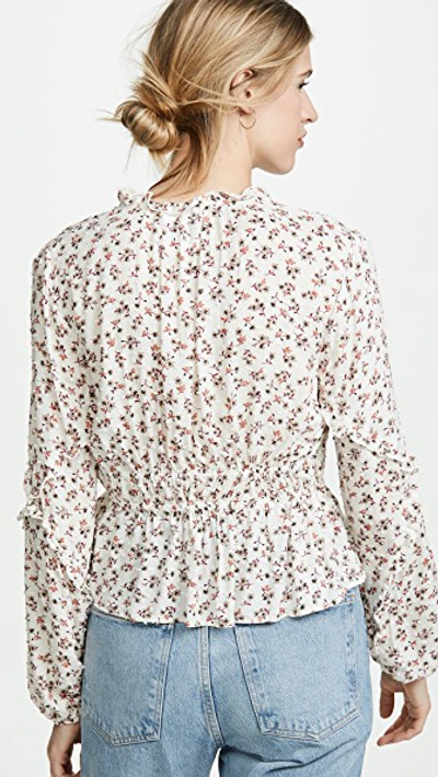 Shop Blue Life Maisha Top In Ditsy Floral Blossom Ivory
