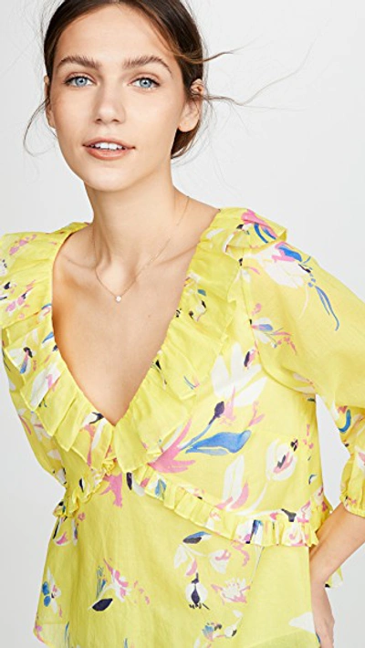 Shop Tanya Taylor Lourdes Top In Floral Yellow