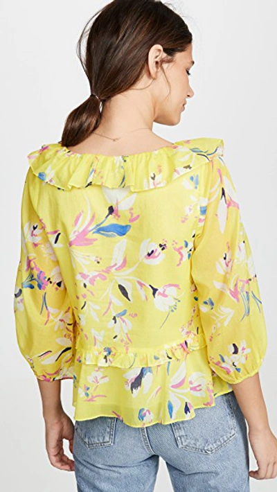 Shop Tanya Taylor Lourdes Top In Floral Yellow