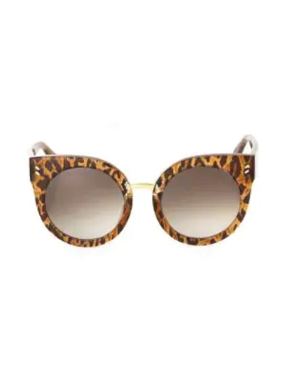 Shop Stella Mccartney 51mm Leopard Print Rounded Cat Eye Sunglasses In Black Brown
