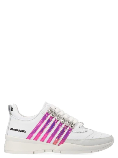 Shop Dsquared2 Holographic Stripe Sneakers In White