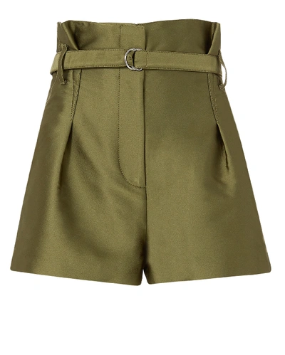 Shop 3.1 Phillip Lim Origami Pleated Satin Shorts In Green