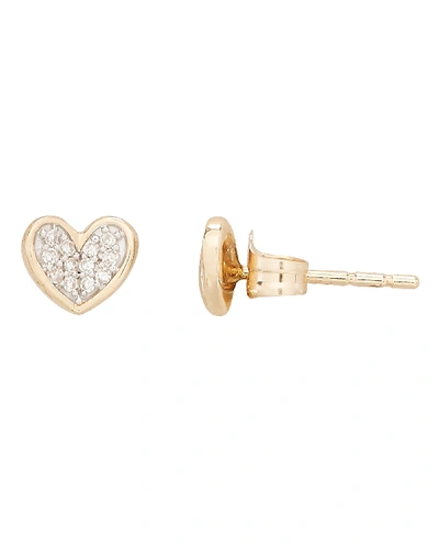 Shop Adina Reyter Pavé Diamond Heart Studs In Gold