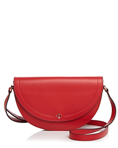 Shop Kate Spade New York Half Moon Leather Crossbody In Hot Chili Red/gold