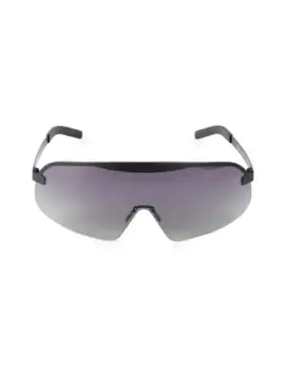 Shop Illesteva 140mm Hopper Gradient Matte Shield Sunglasses In Matte Black
