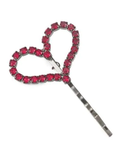 Shop Elizabeth Cole Pip Swarovski Crystal Heart Barrette In Pink