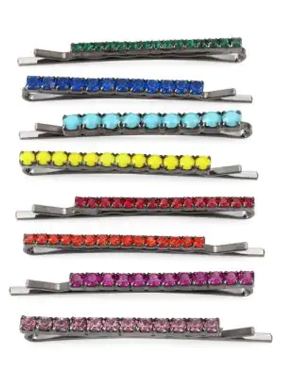 Shop Elizabeth Cole Bouncy Multi-rainbow 8-piece Swarovsky Crystal & Austrian Crystal Barrette Set