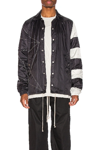 Shop Rick Owens Snapfront Jacket In Black,gray,stripes In Black  Oyster & Pearl
