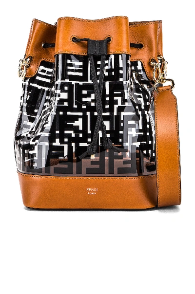 Shop Fendi Mon Tresor Logo Crossbody Bag In Black & Brown