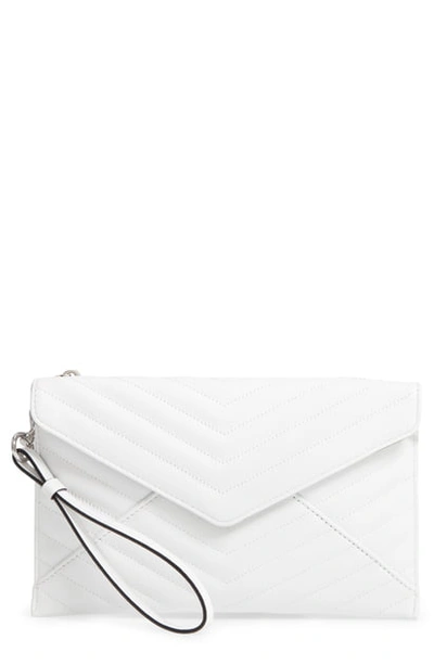 Shop Rebecca Minkoff Leo Quilted Leather Clutch In Optic White
