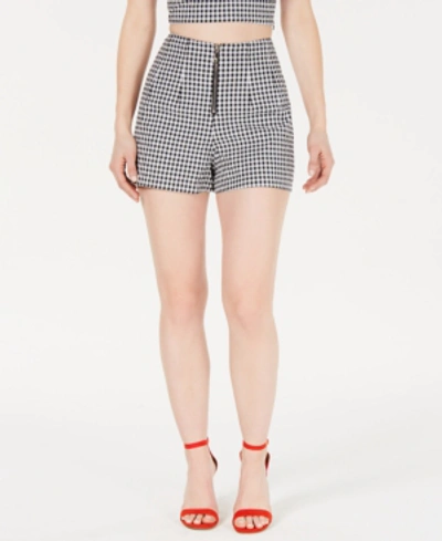 Shop Guess Dawn High-waist Gingham Shorts In Jet Black Multi