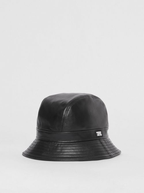 Faux Leather Bucket Hat In Black 